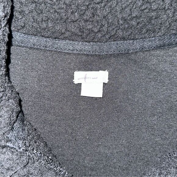 aerie S Black Fluff Quarter Snap Front Lightweight Sherpa Pullover Sweatshirt - Picture 10 of 14